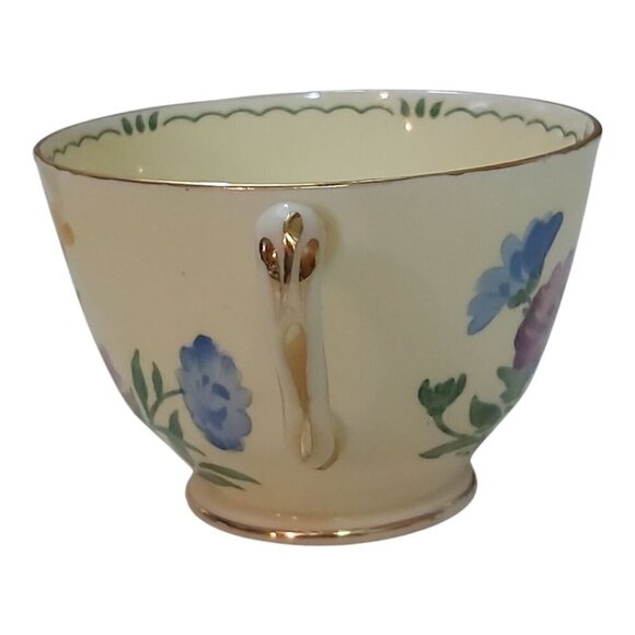 Vintage Crown Staffordshire Teacup and Saucer Set-1930s Floral Pattern Gold Trim - Picture 5 of 13